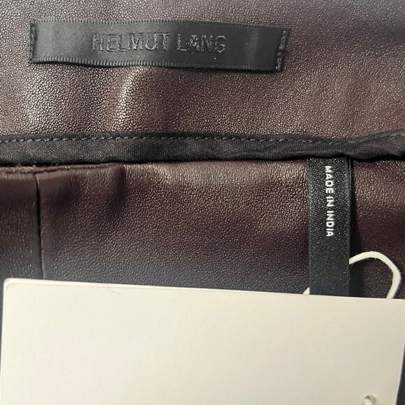 HELMUT LANG Womens Zip Lamb Leather Pants Wine Brown Size 2 (MSRP $1,095) NWT - Picture 12 of 16